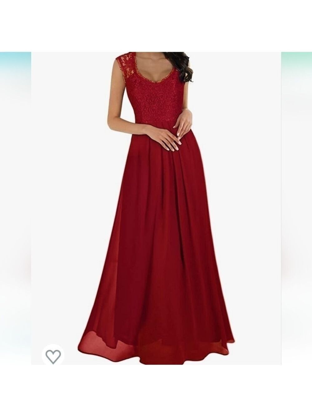 MIUSOL Women's Red Casual Deep-V Neck Sleeveless Vintage Maxi Dress NWT Size S